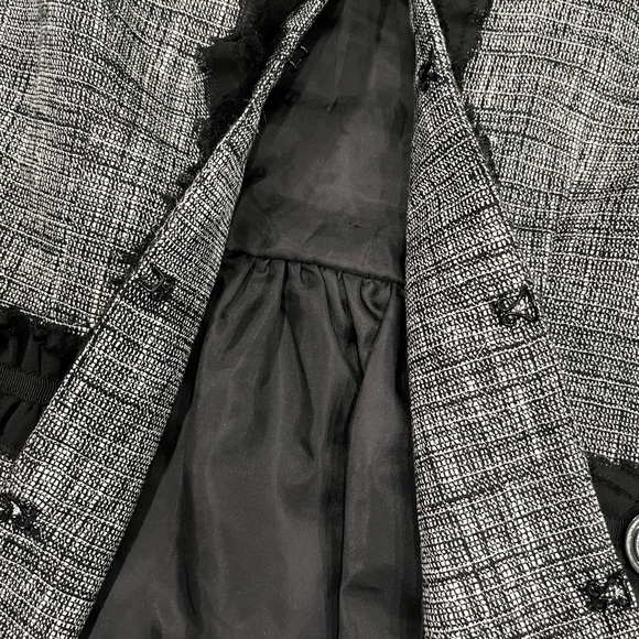 [US M]Frenz Chic Gray and Black Linen Blend Tweed Lace Jacket Hook Eye VTG - Picture 5 of 10